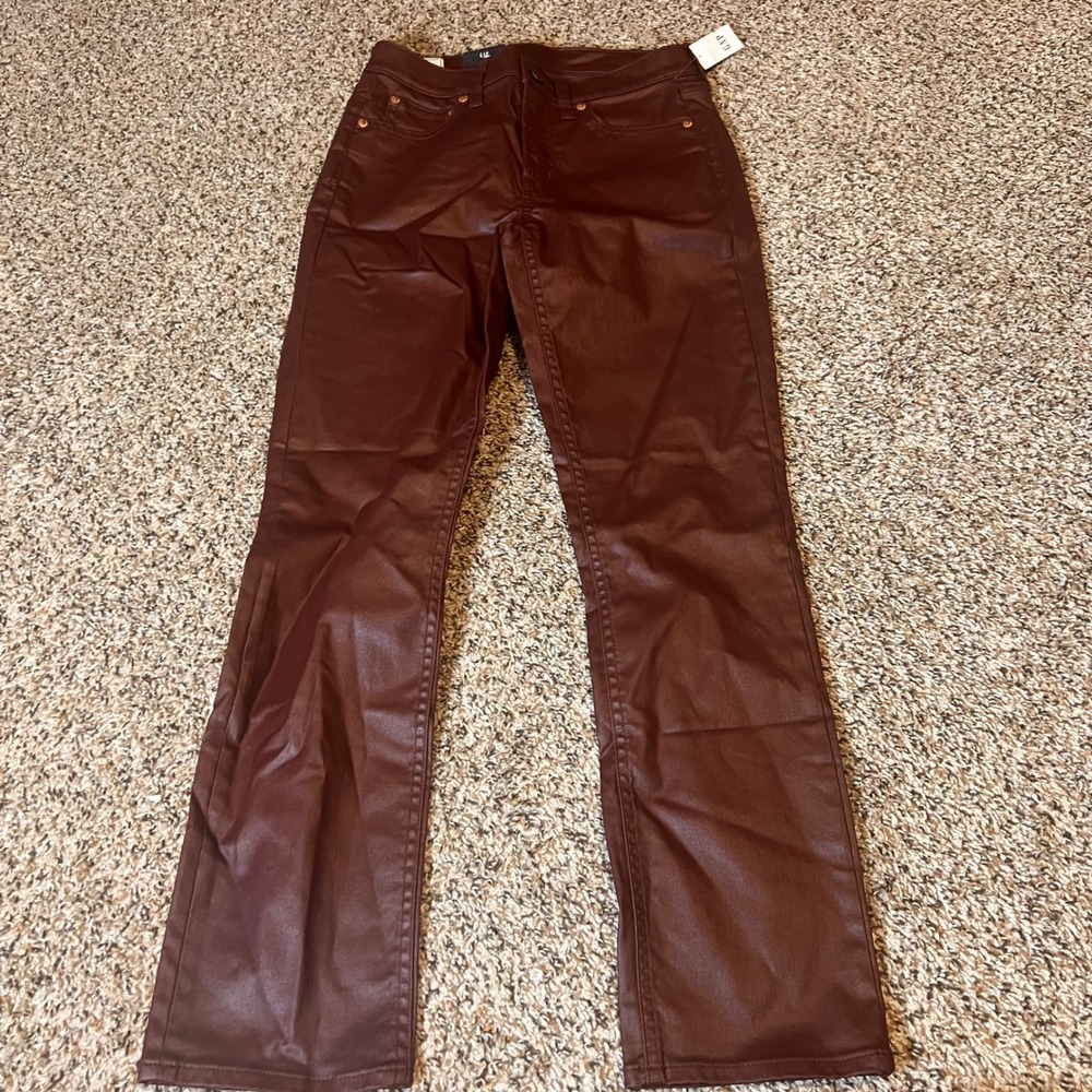 GAP Vintage Slim Mid Rise Coated Jeans Burgundy Red Size 25